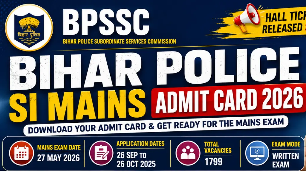 BPSSC Bihar Police SI Mains Admit Card 2026