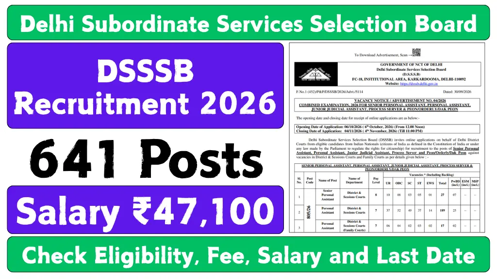 DSSSB Recruitment 2026